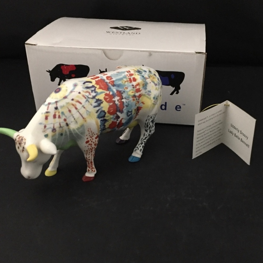 Cow Parade Udderly Groovy Lady Belle Bennett — Like new in box.